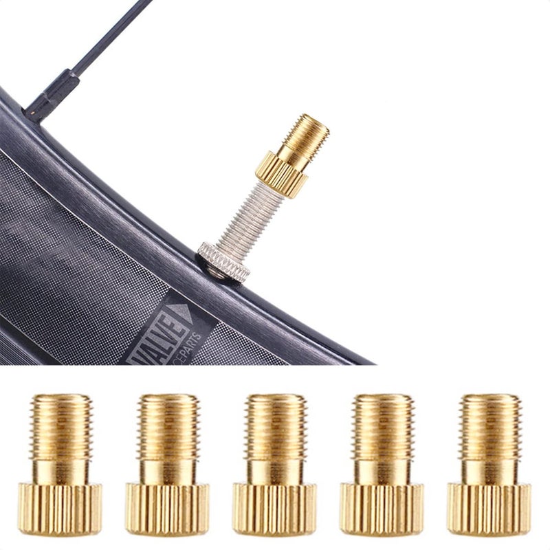 KIEVODE 5 PCS Bike Presta Valve Adapter - Convert Presta Valve to Schrader, Works with Air Compressors, Pumps, and More, Brass Tool for Mountain and Road Bicycles - Image 1